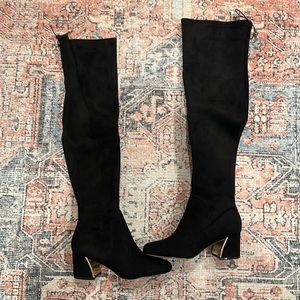 Black Suede Over-the-knee boots